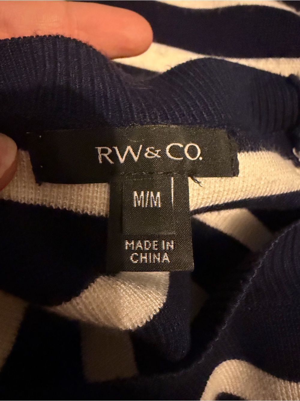 RW&CO. Navy and White Striped Knit Midi Dress - Picture 2 of 3